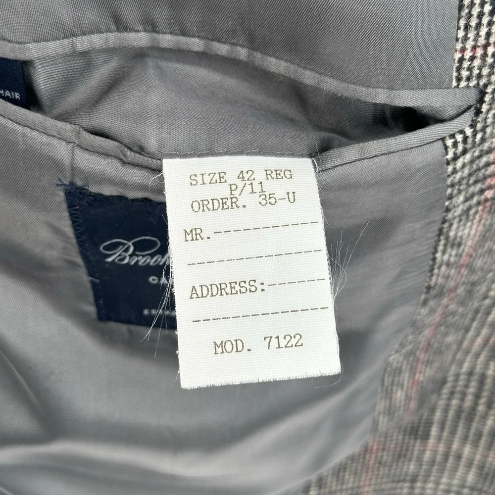 Brooks Brothers Men's 100% Camel Hair Grey Plaid Blazer Sz 42R - Picture 11 of 12